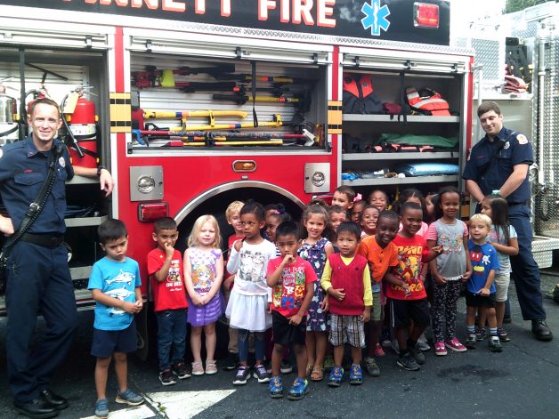 officers teaching kids